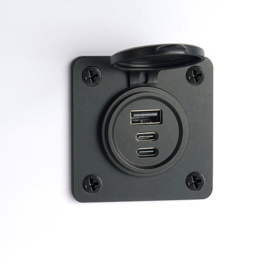 3 Port 68W Aluminum 12V USB C Outlet, Dual USB-C and USB-A