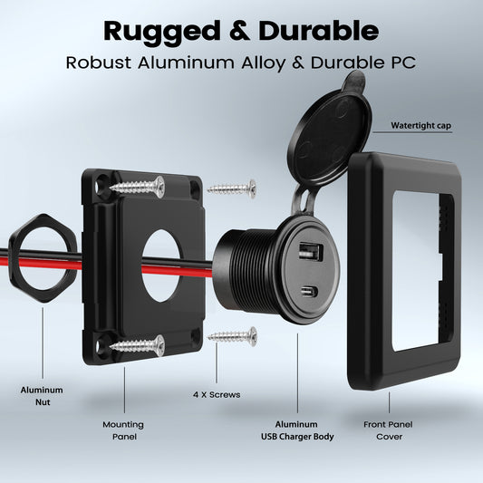 RV USB Outlet 12V Wall Mount 48W