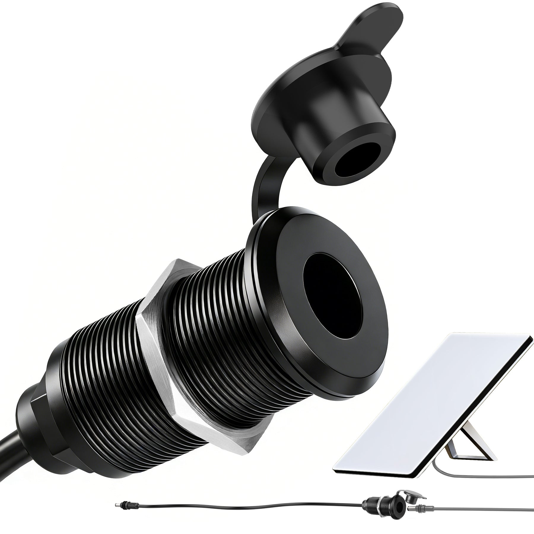 RV Waterproof Pass Through Wall Socket for Starlink Mini, Aluminum DC 5.5 x 2.1