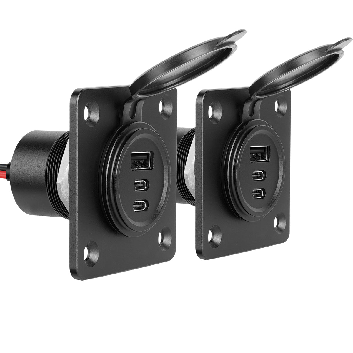 3 Port 68W Aluminum 12V USB C Outlet, Dual USB-C and USB-A