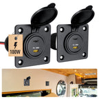 12V USB Socket Aluminum Outlet, 100W PD3.0 USB-C & 20W PD