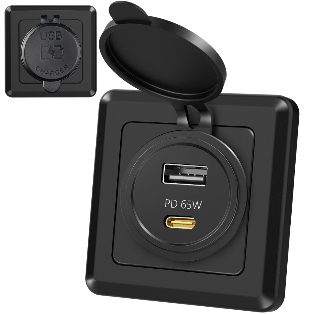 83W RV USB Outlet 65W PD & 18W USB-A Dual Port Power Socket