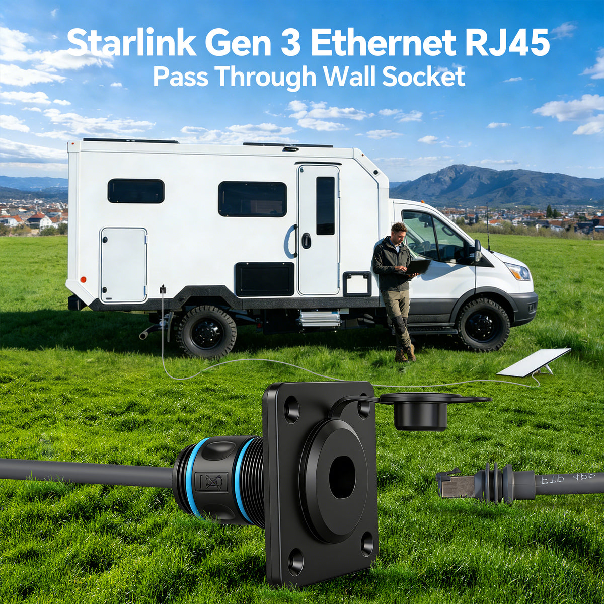 Waterproof Pass Through RJ45 Wall Socket for Starlink Gen3