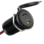 118W 12V USB Socket Aluminum Outlet, 100W PD3.0 USB-C, 18W QC3.0 USB-A