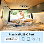 12V Reading Light RV Boat Flexible Spot Built-in USB-C Charger Dimmable