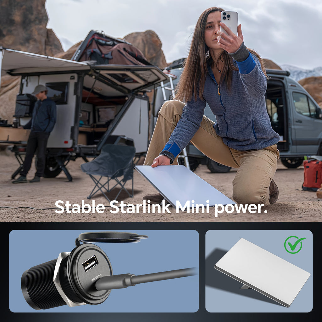 118W 12V USB Socket Aluminum Outlet, 100W PD3.0 USB-C, 18W QC3.0 USB-A