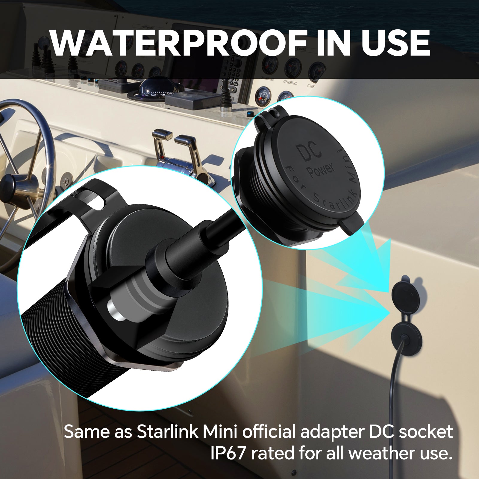 12V Adapter Recessed Mount for Starlink Mini 12V Adapter