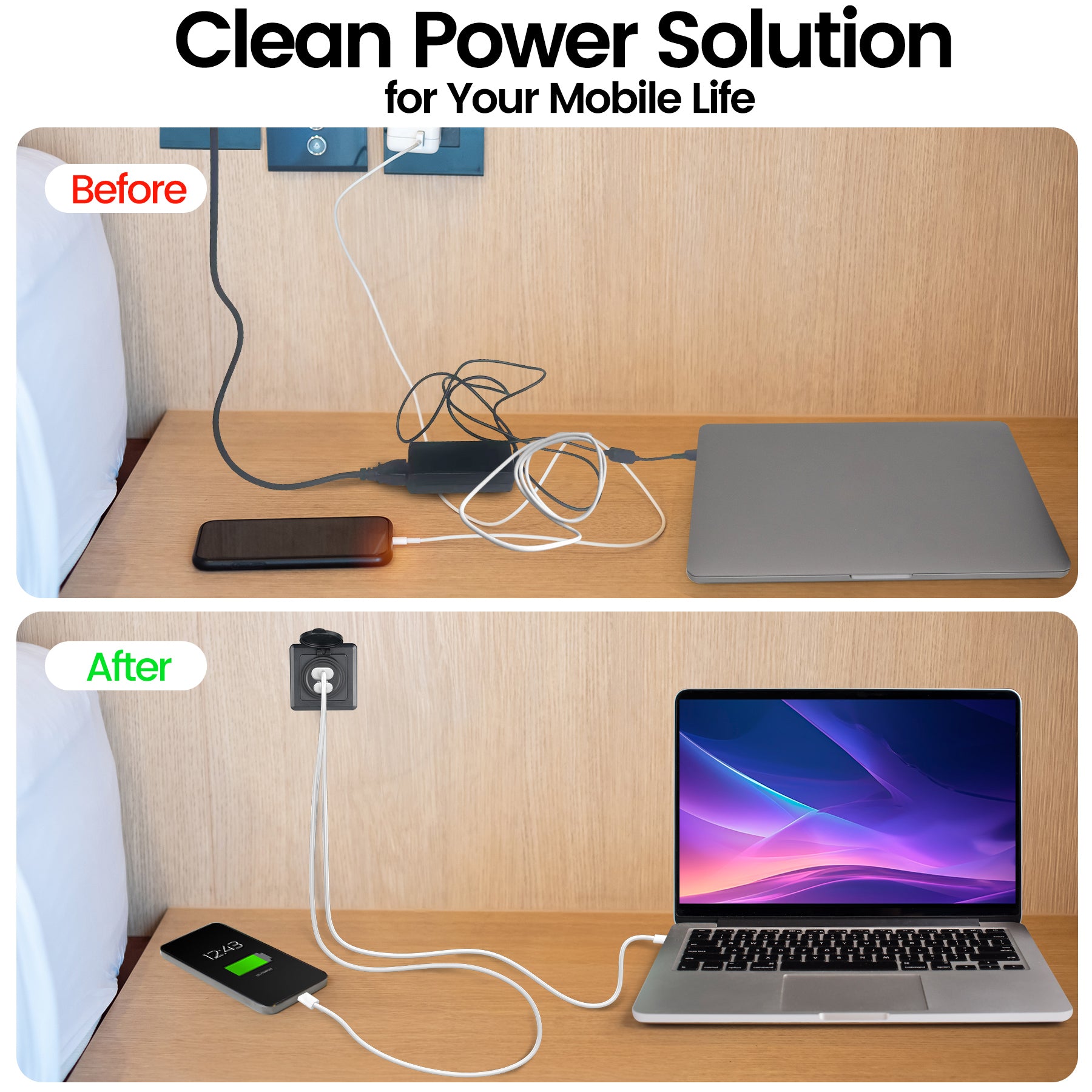 83W RV USB Outlet 65W PD & 18W USB-A Dual Port Power Socket