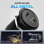 12V USB Socket Aluminum Outlet, 100W PD3.0 USB-C & 20W PD