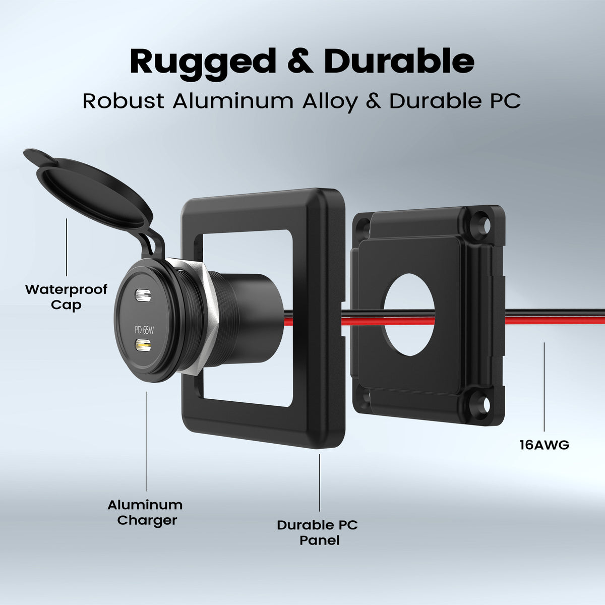 12V USB-C Outlet, 85W RV Dual USB Socket (65W + 20W)