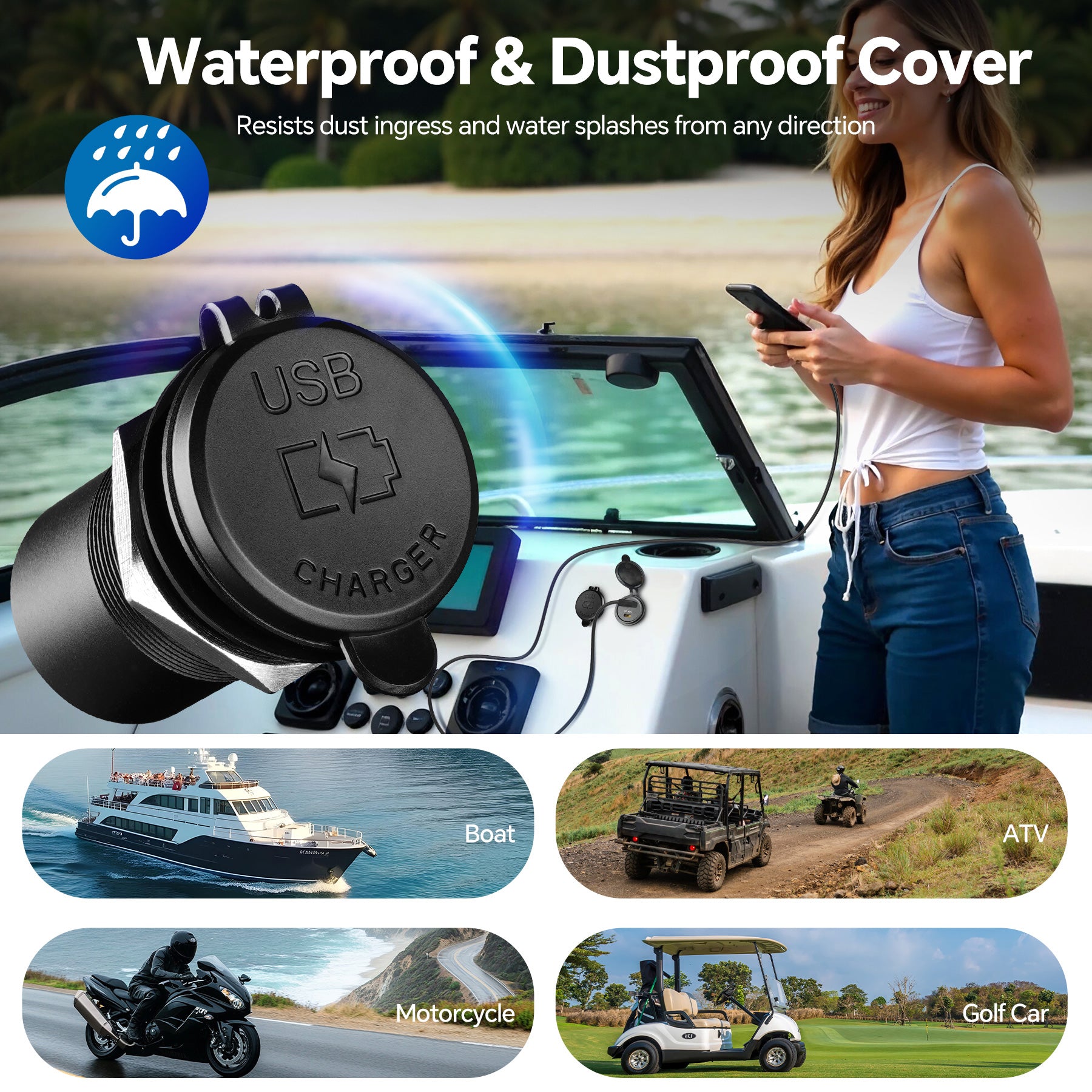 83W 12V USB Socket 65W PD3.0, 18W QC3.0