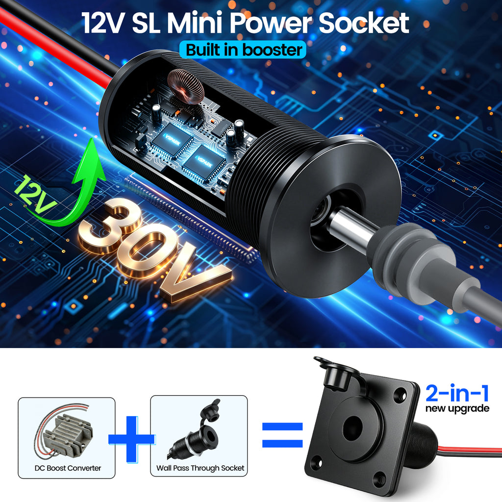 30V Bulkhead Fitting Power Supply for Starlink Mini, Step Up Converter DC 10-28V Boost to 30V