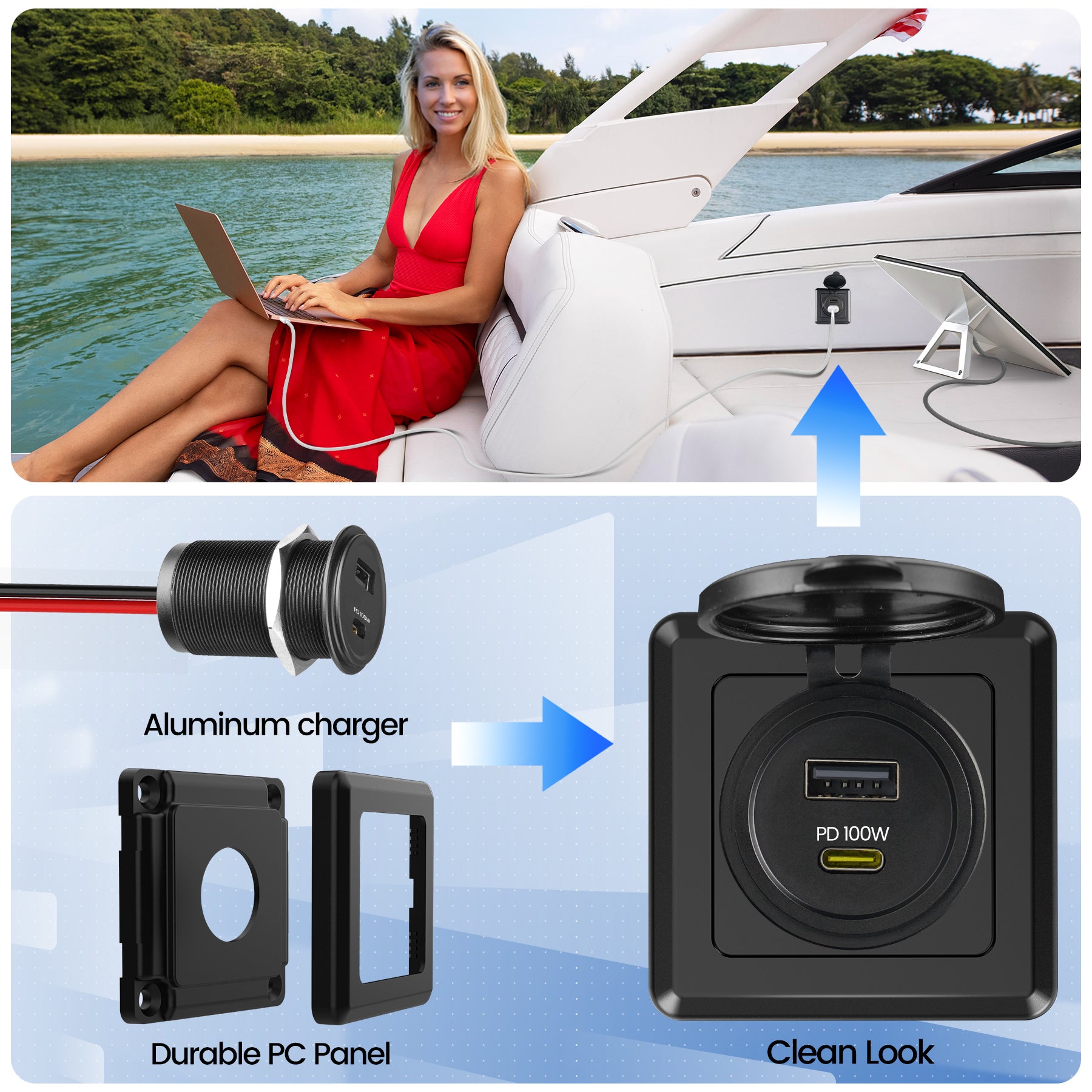 118W RV USB Outlet 100W PD & 18W USB-A Dual Port Power Socket