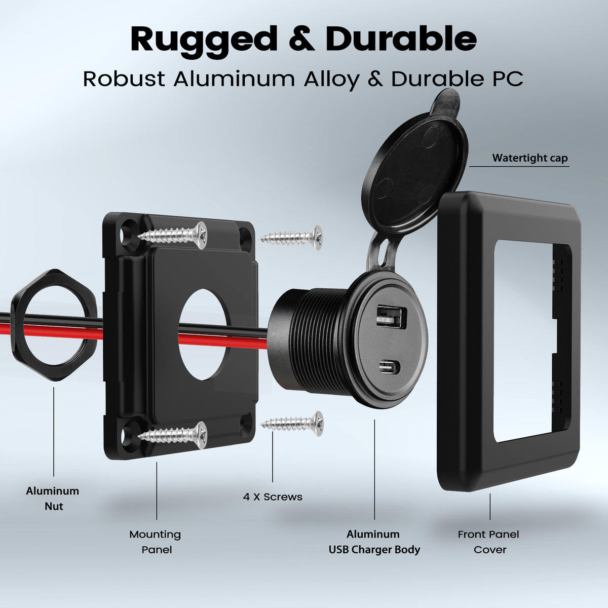 RV USB Outlet 12V Wall Mount 48W