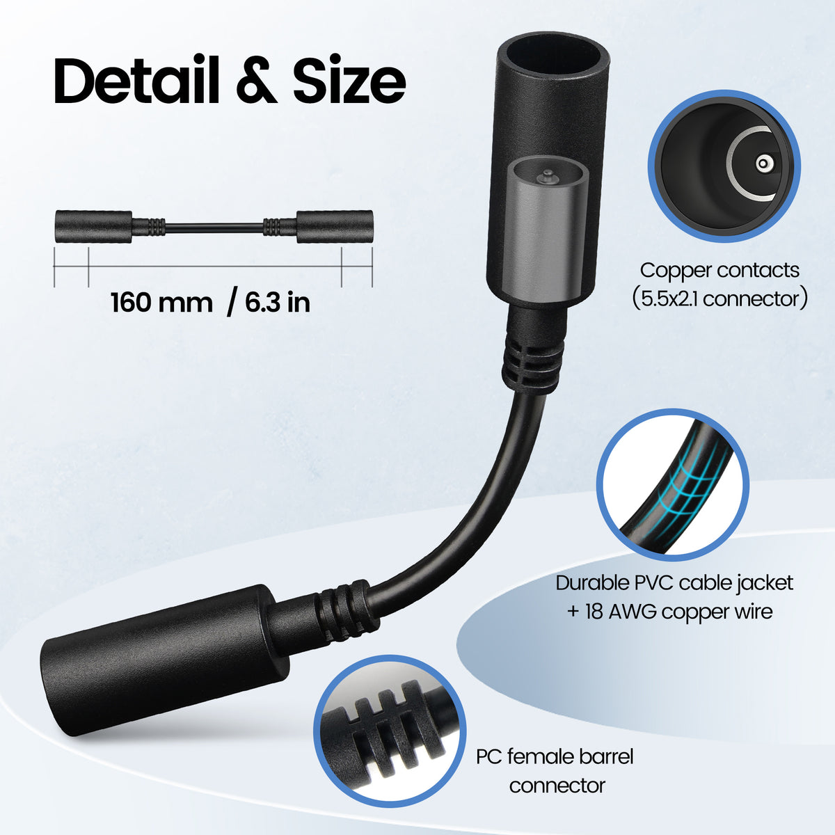 DC Female to Female Adapter for Starlink Mini Power Cord