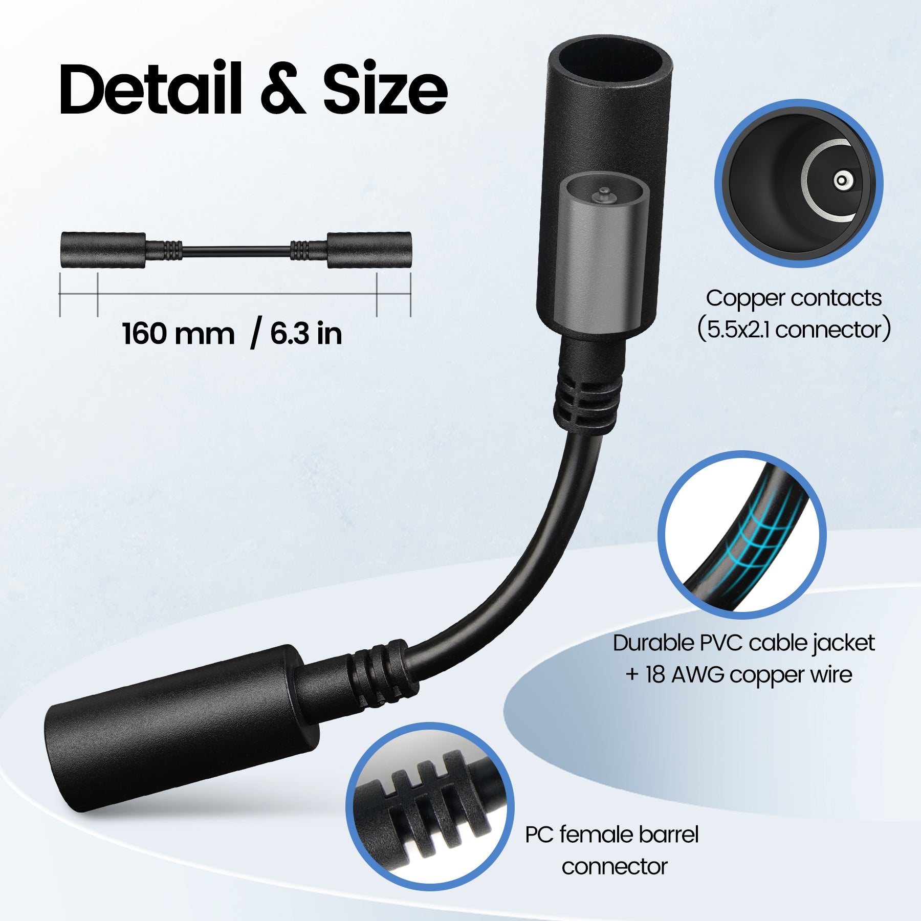 DC Female to Female Adapter for Starlink Mini Power Cord