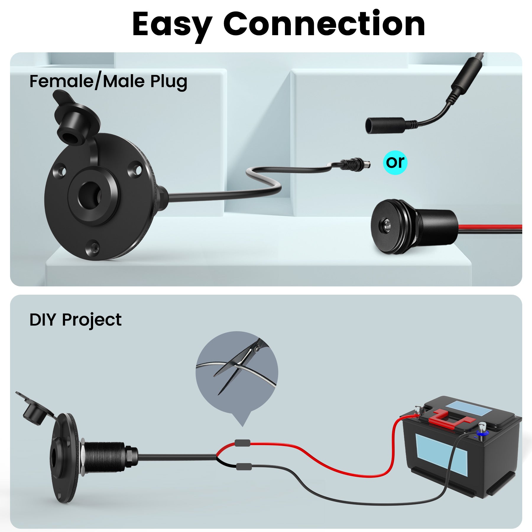 DC Female Power Socket, Aluminum Wall Pass Through Kit for Starlink Mini