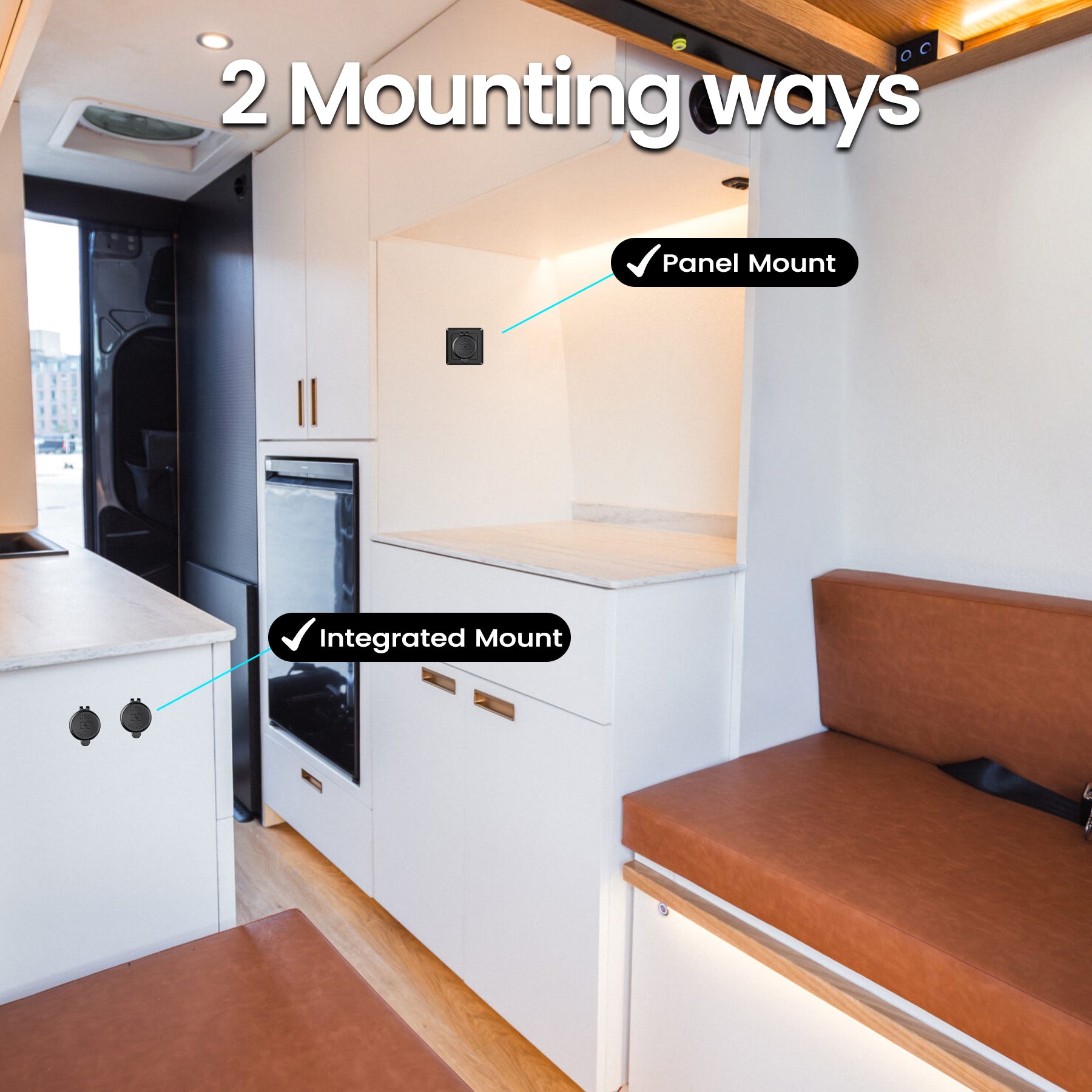 12V USB-C Outlet, 85W RV Dual USB Socket (65W + 20W)