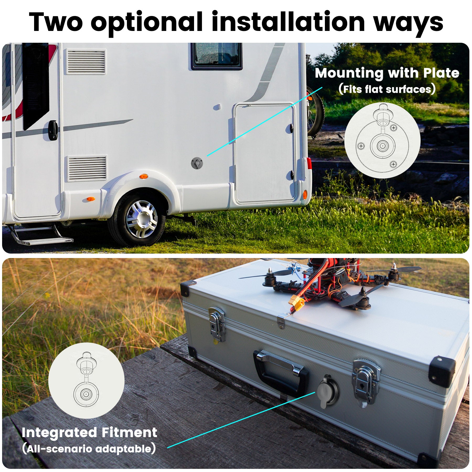 DC Female Power Socket, Aluminum Wall Pass Through Kit for Starlink Mini