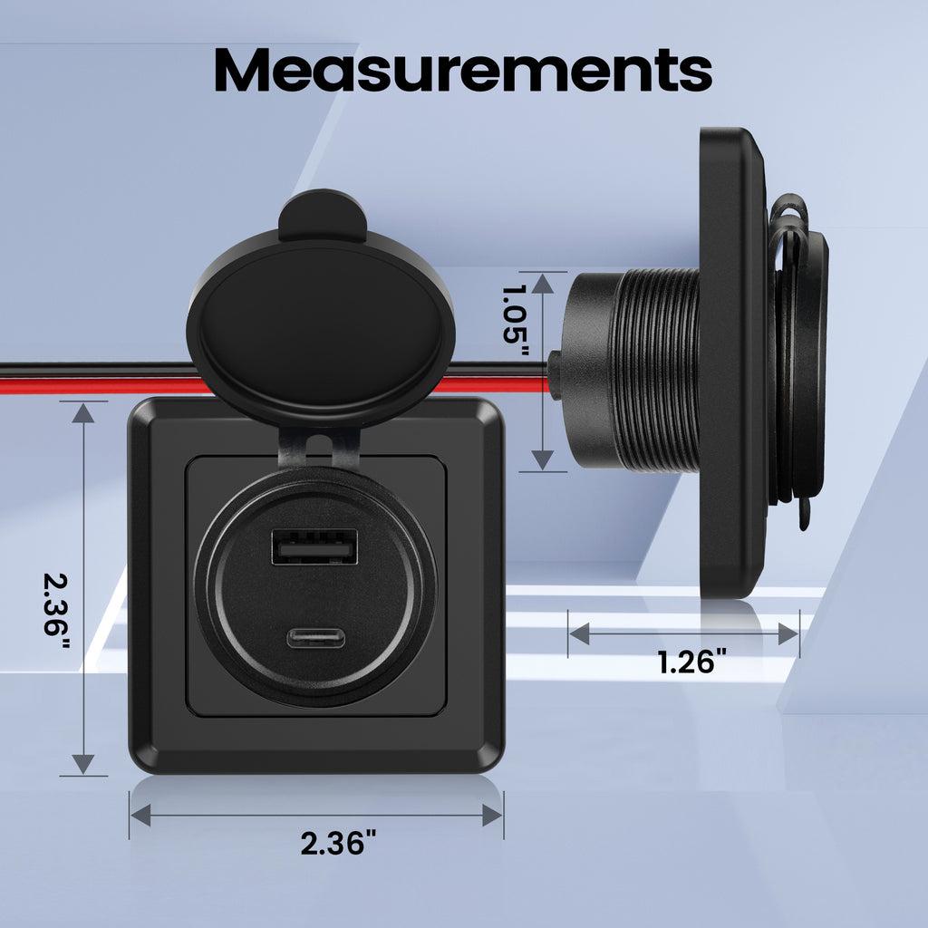 RV USB Outlet 12V Wall Mount 48W