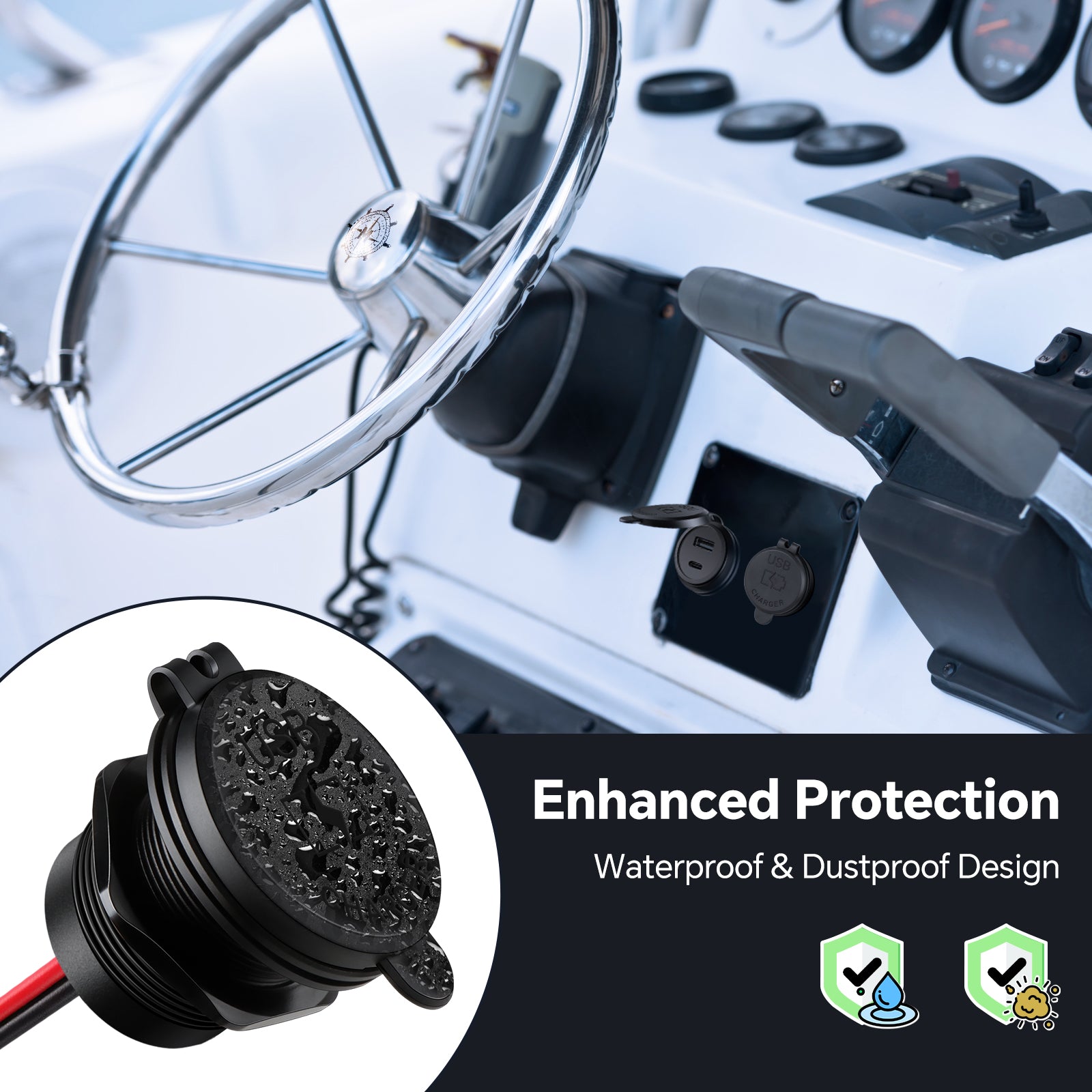 12V USB Socket 48W, 30W PD3.0 & 18W QC3.0