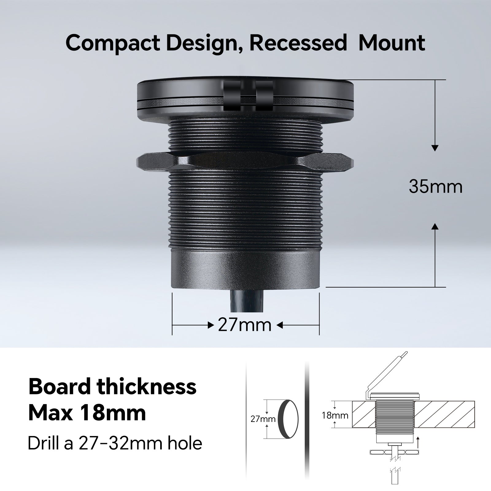 12V USB Socket 48W, 30W PD3.0 & 18W QC3.0
