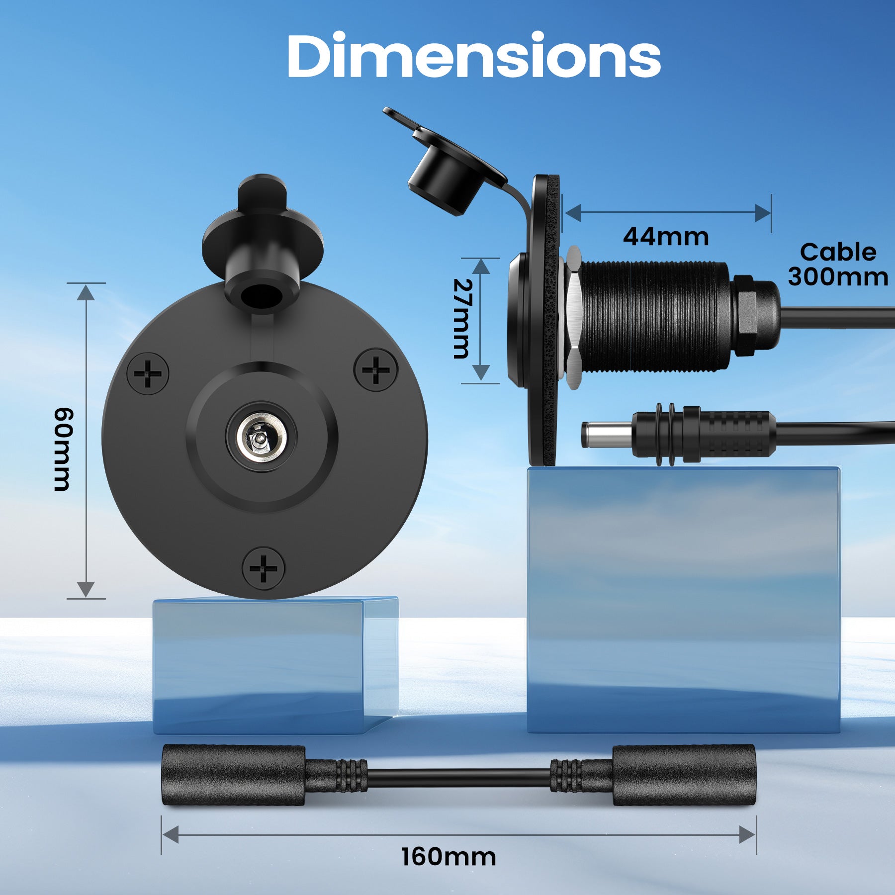DC Female Power Socket, Aluminum Wall Pass Through Kit for Starlink Mini