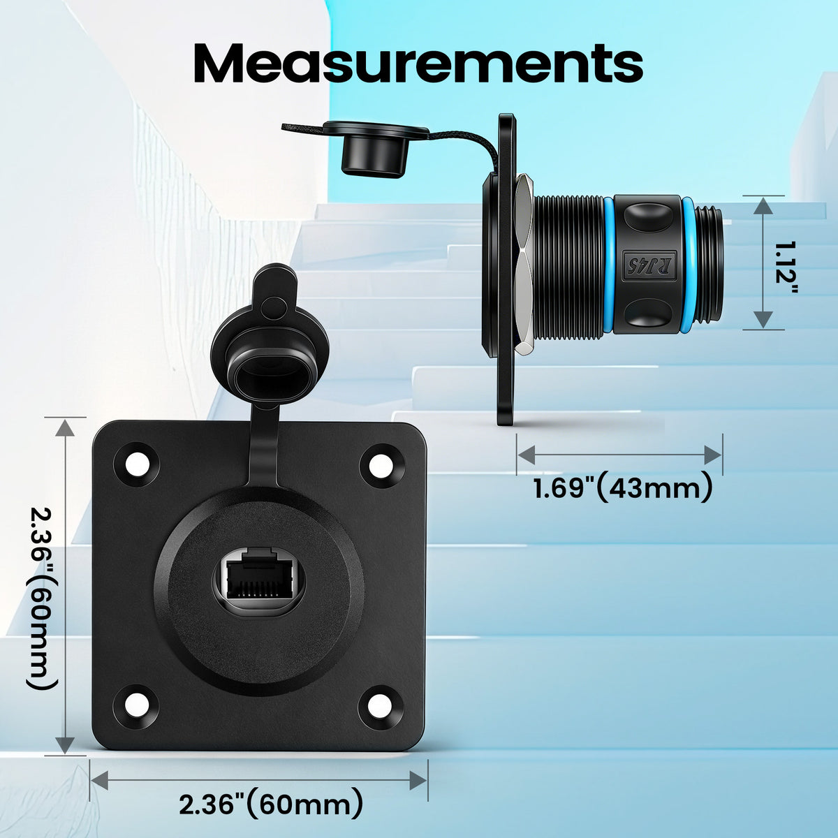 Waterproof Pass Through RJ45 Wall Socket for Starlink Gen3